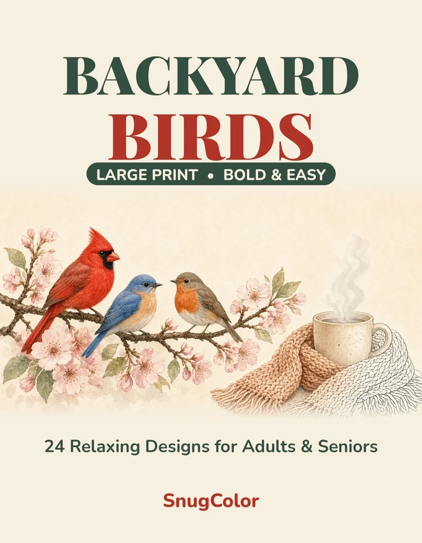 Backyard Birds Large Print Coloring Book cover