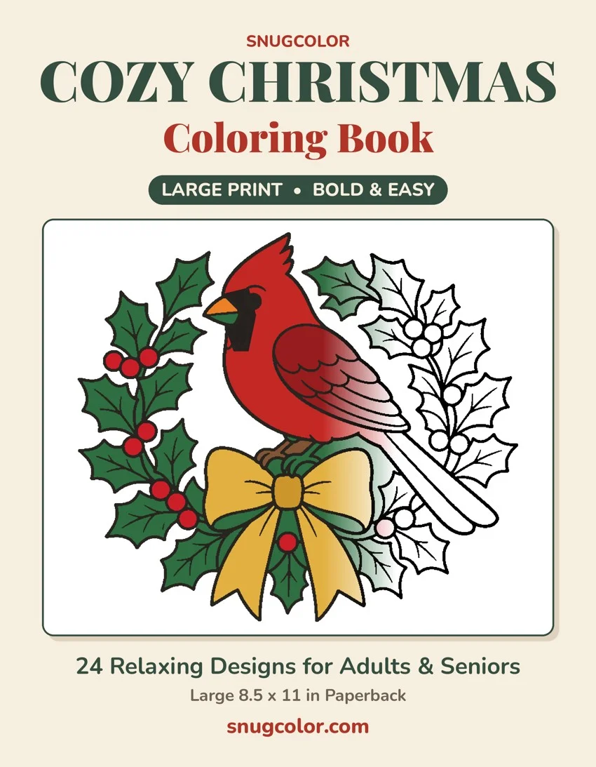 Cozy Christmas Large Print Coloring Book cover