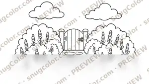 Lavender Field Path Coloring Page from Flowers and Gardens Large Print Coloring Book
