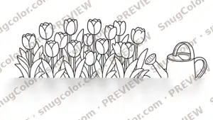 Tulip Garden Bed Coloring Page from Flowers and Gardens Large Print Coloring Book