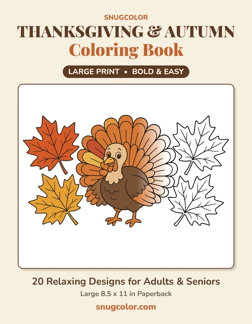 Thanksgiving and Autumn Large Print Coloring Book cover