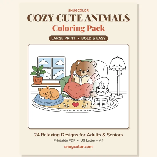 Cozy Cute Animals Coloring Pack cover
