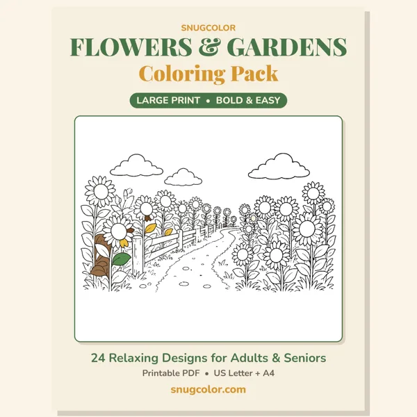 Flowers & Gardens Coloring Pack cover