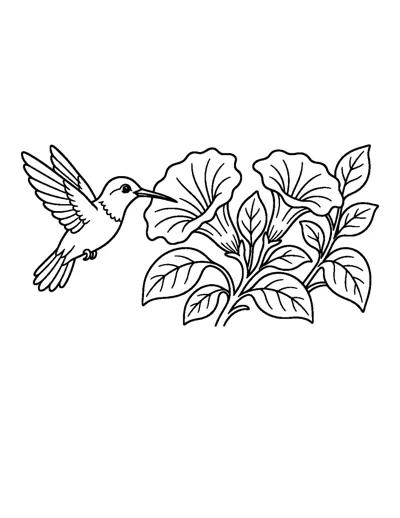 Detailed Hummingbird Coloring Page: free printable line art
