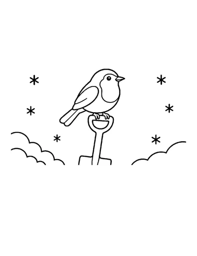 European Robin Coloring Page: free printable line art