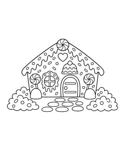 Gingerbread House Coloring Page: free printable line art