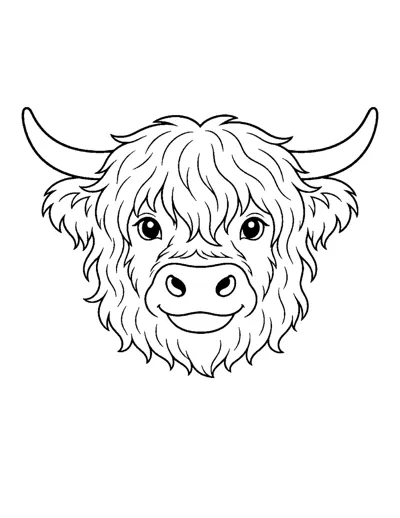 Highland Cow Coloring Page: free printable line art