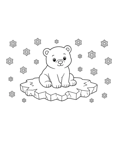 Polar Bear Cub Coloring Page: free printable line art