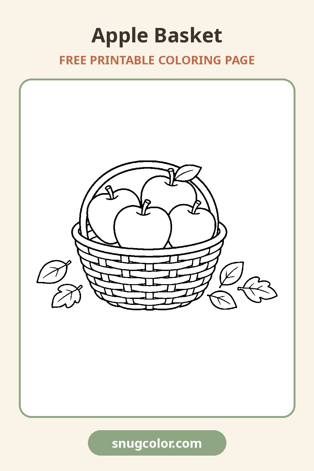 Apple Basket Coloring Page Pinterest pin