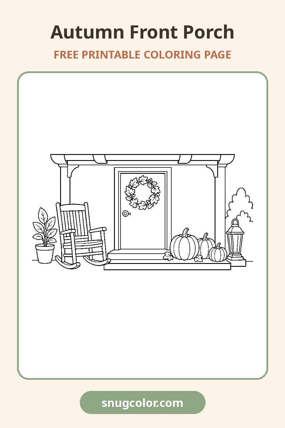 Autumn Front Porch Coloring Page Pinterest pin