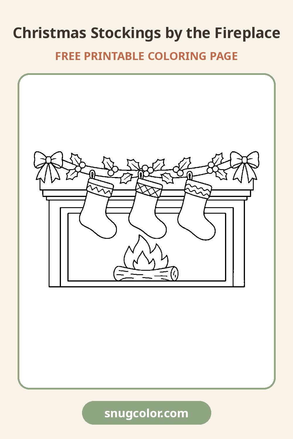 Christmas Stockings by the Fireplace Coloring Page Pinterest pin