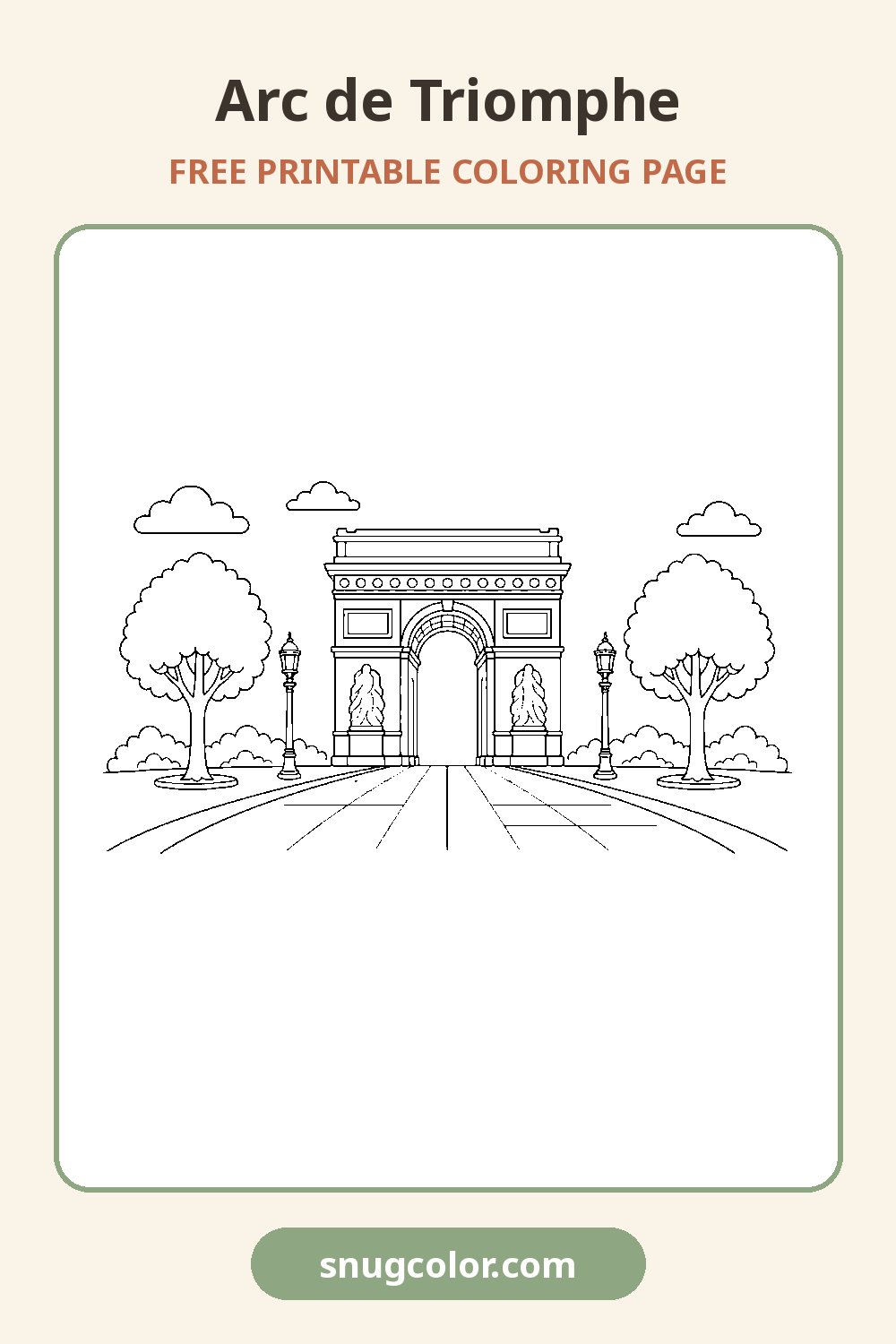 Arc de Triomphe Coloring Page Pinterest pin