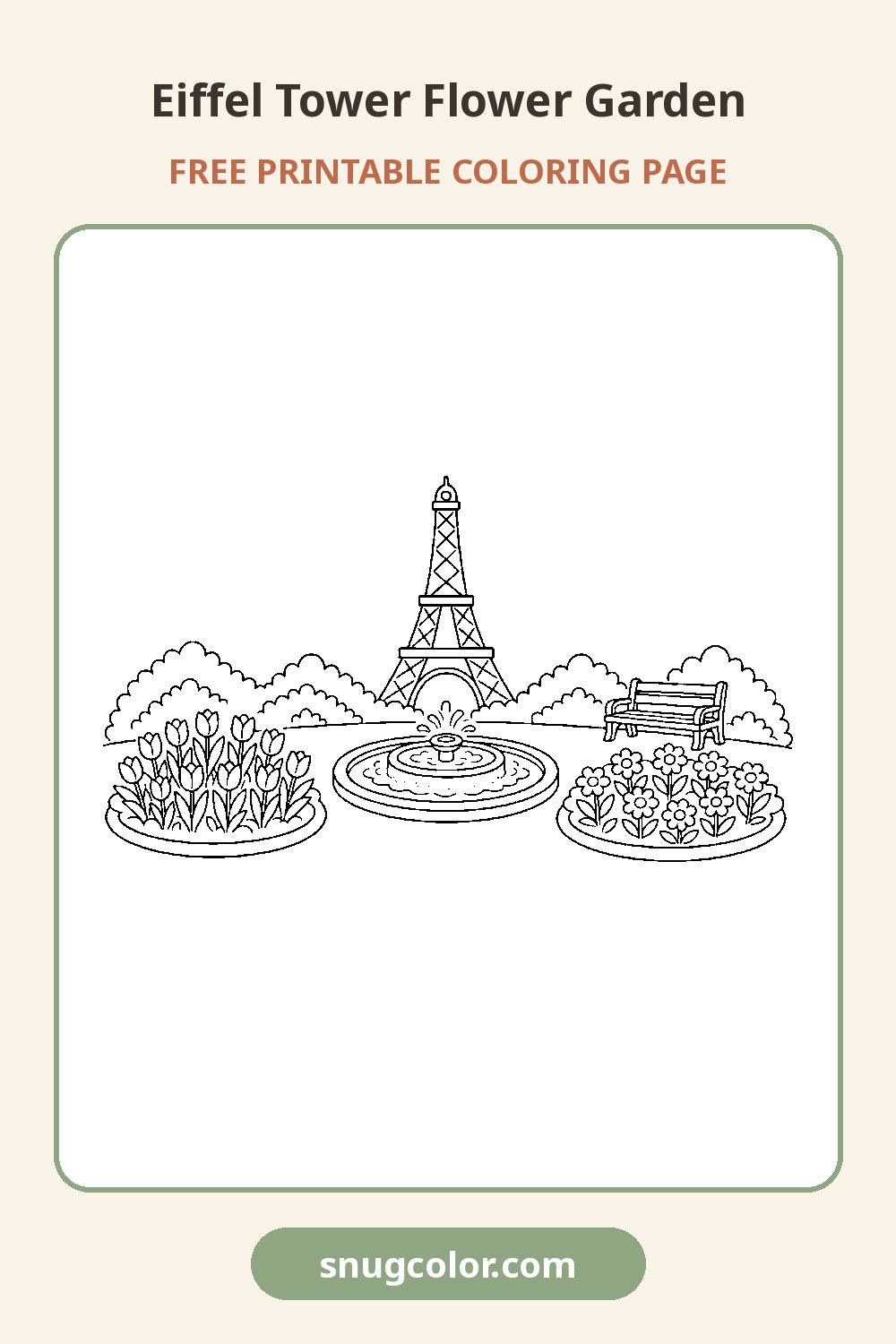 Eiffel Tower Flower Garden Coloring Page Pinterest pin