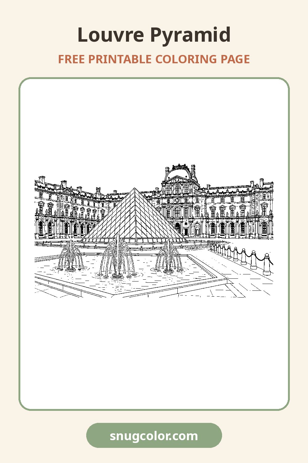 Louvre Pyramid Coloring Page Pinterest pin