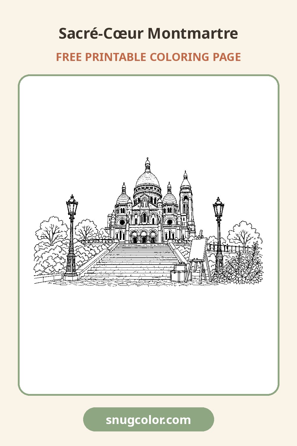 Sacré-Cœur Montmartre Coloring Page Pinterest pin