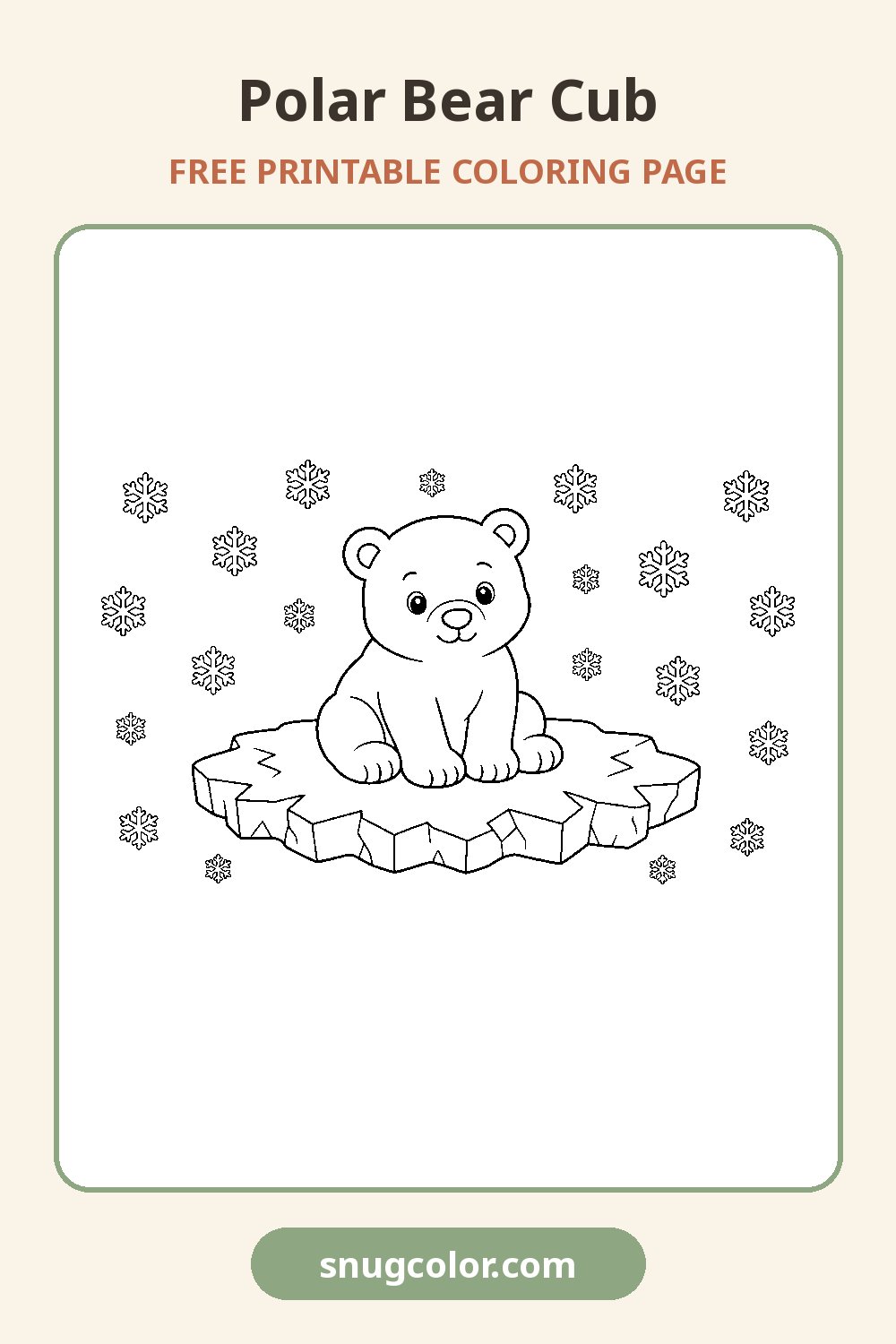 Polar Bear Cub Coloring Page Pinterest pin