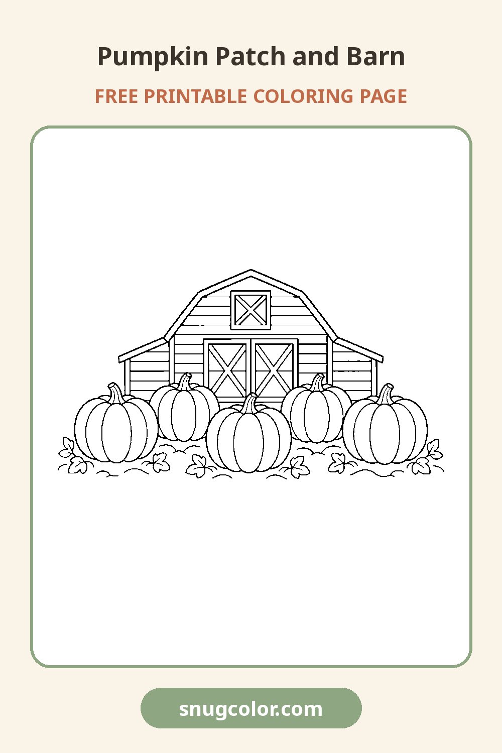 Pumpkin Patch and Barn Coloring Page Pinterest pin