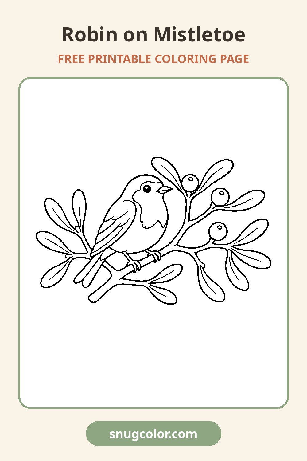 Robin on Mistletoe Coloring Page Pinterest pin
