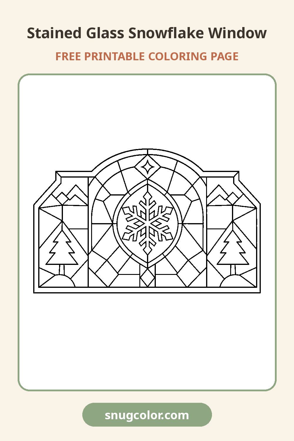 Stained Glass Snowflake Window Coloring Page Pinterest pin