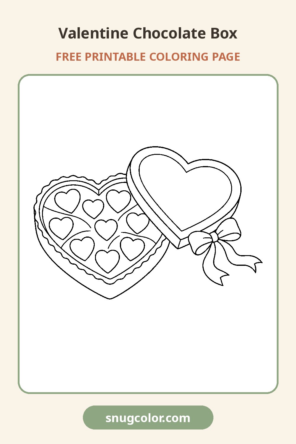 Valentine Chocolate Box Coloring Page Pinterest pin