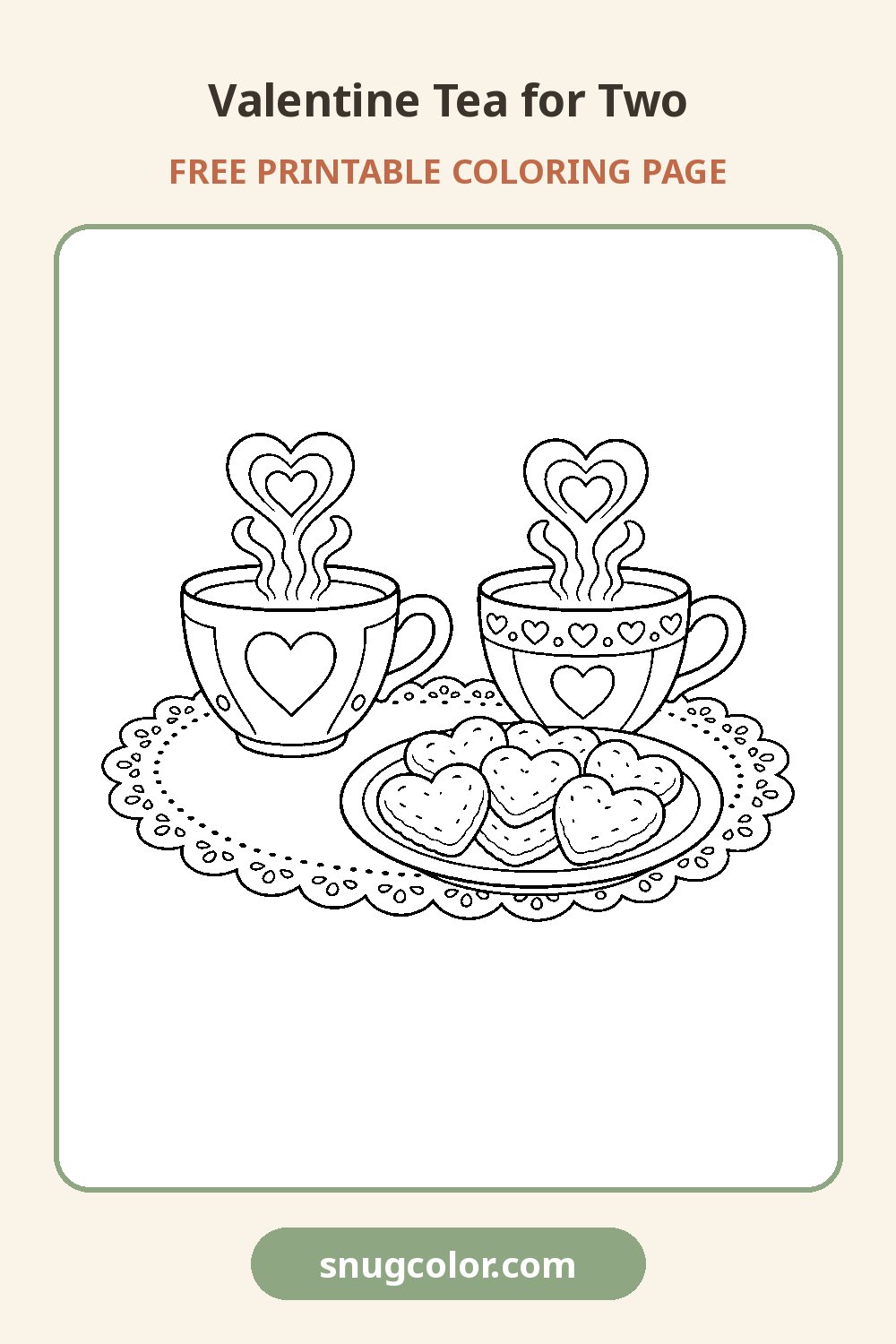 Valentine Tea for Two Coloring Page Pinterest pin